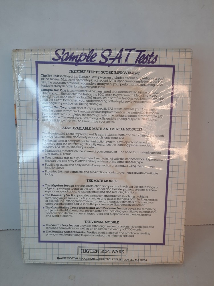 NEW! Hayden Software For Macintosh - SAT PREP Software Commodore 64 Disk 15830