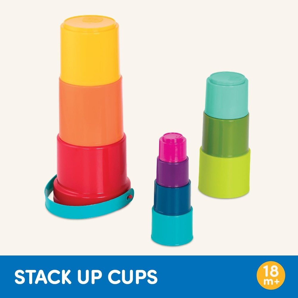 Battat Rainbow Stacking Cups Educational Toddler Toy Multicolor Playset
