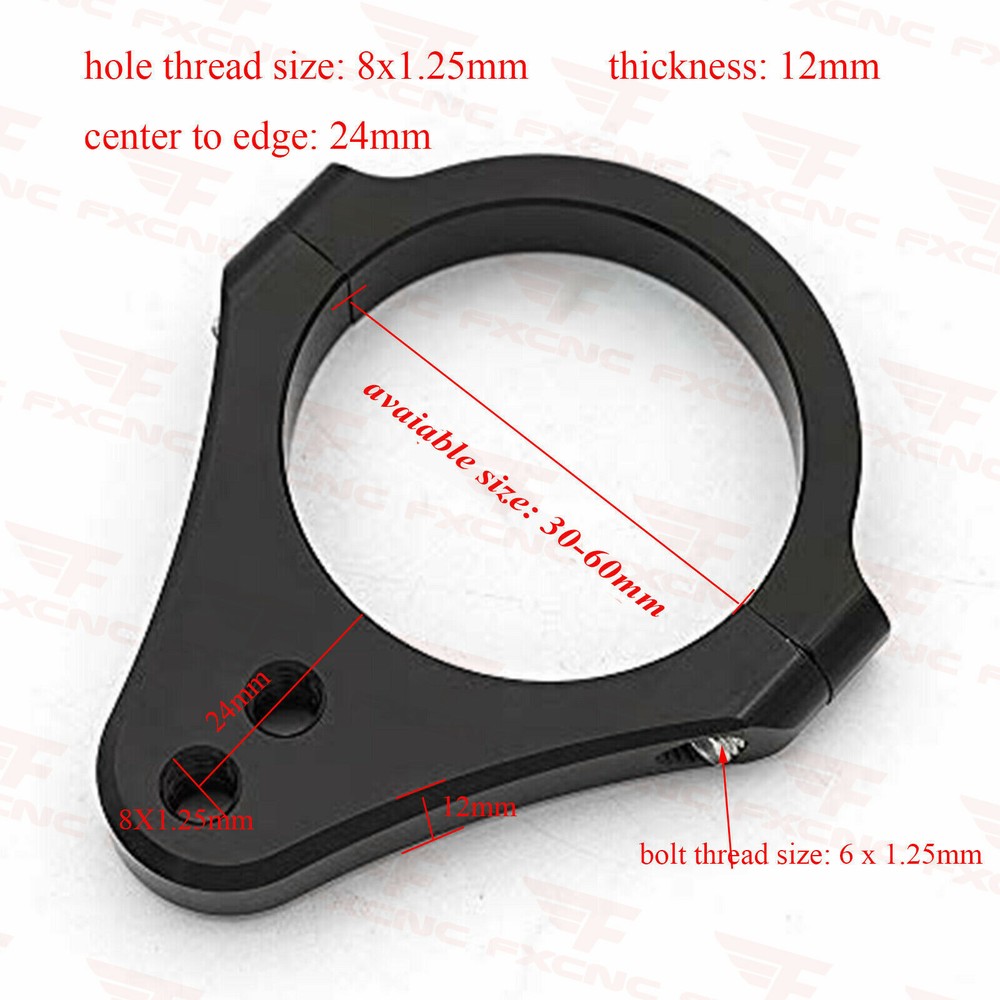 USA 8x1.25mm CNC Steering Damper Fork Frame Mount Clamp Bracket 52mm Universal