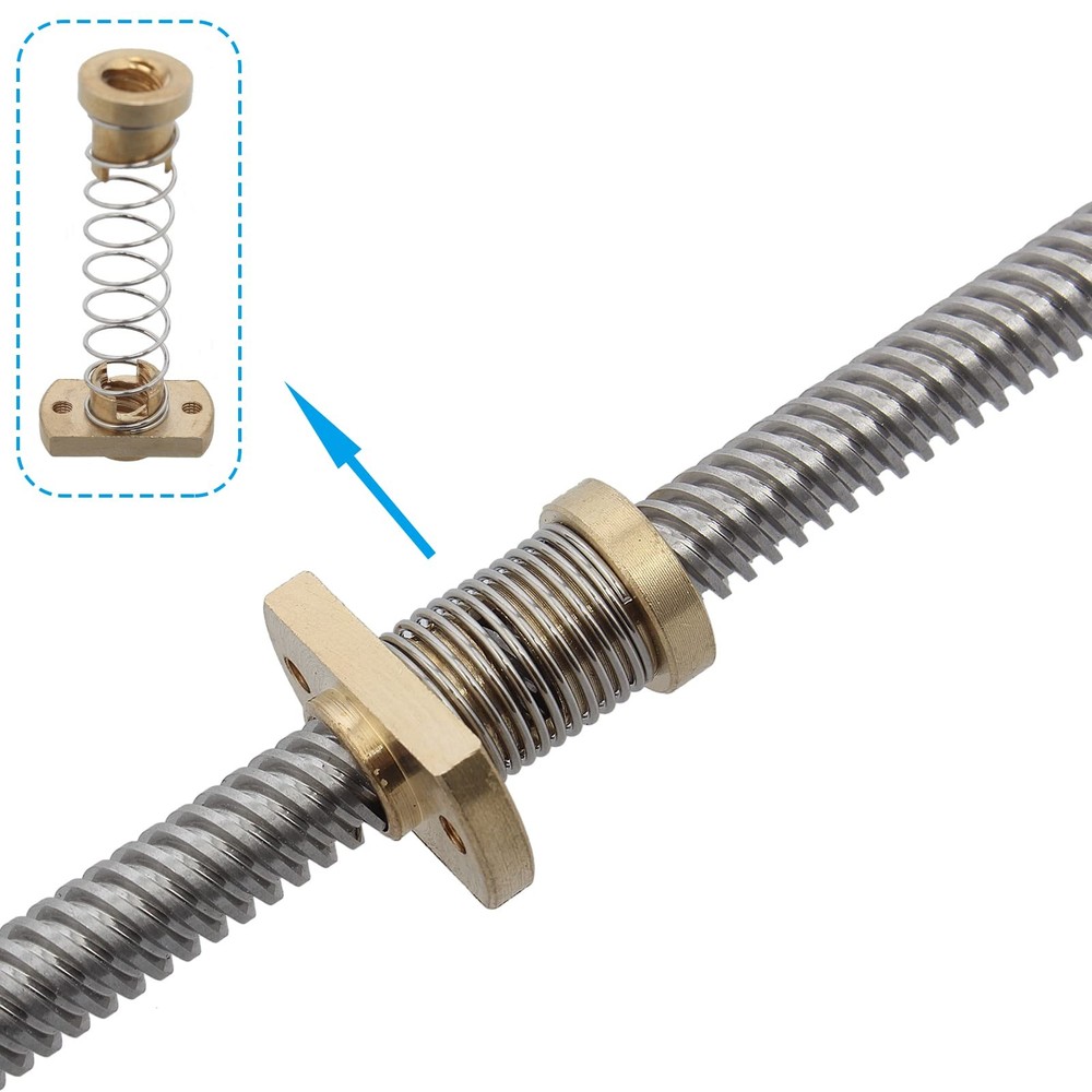 2 Pack Anti Backlash Spring Loaded Nut Elimination Gap Brass Medium, Gold