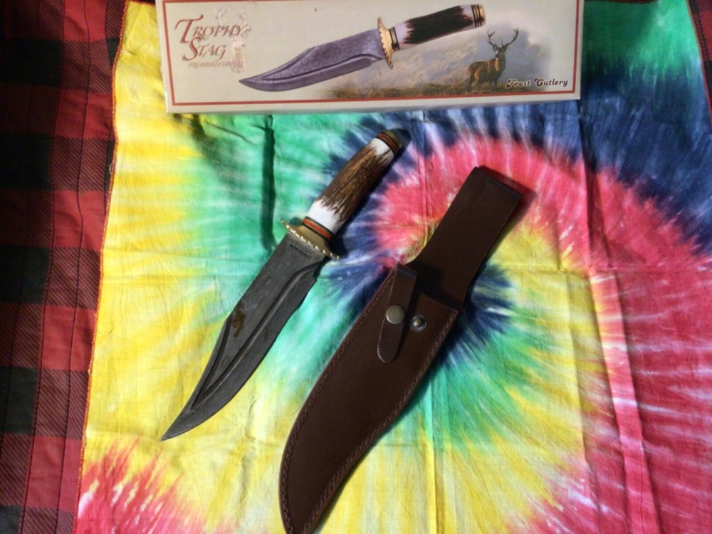 Large Trophy Stag Bowie Knife