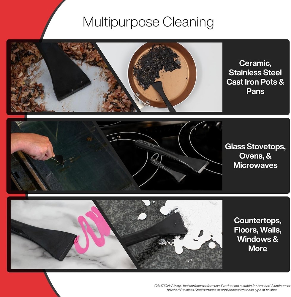 Plastic Scraper Tool, 2 Pack, Non-Scratch, 1.7 Inch Wide Blade, Long Ergonomi...