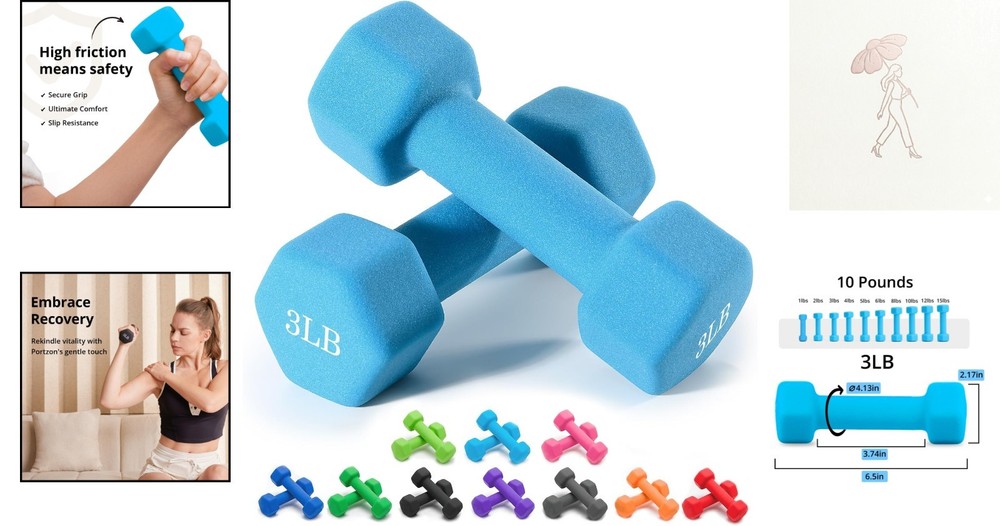 Personalized Neoprene Dumbbells Set, 1-15 LB – Stylish, Secure & Space-Saving
