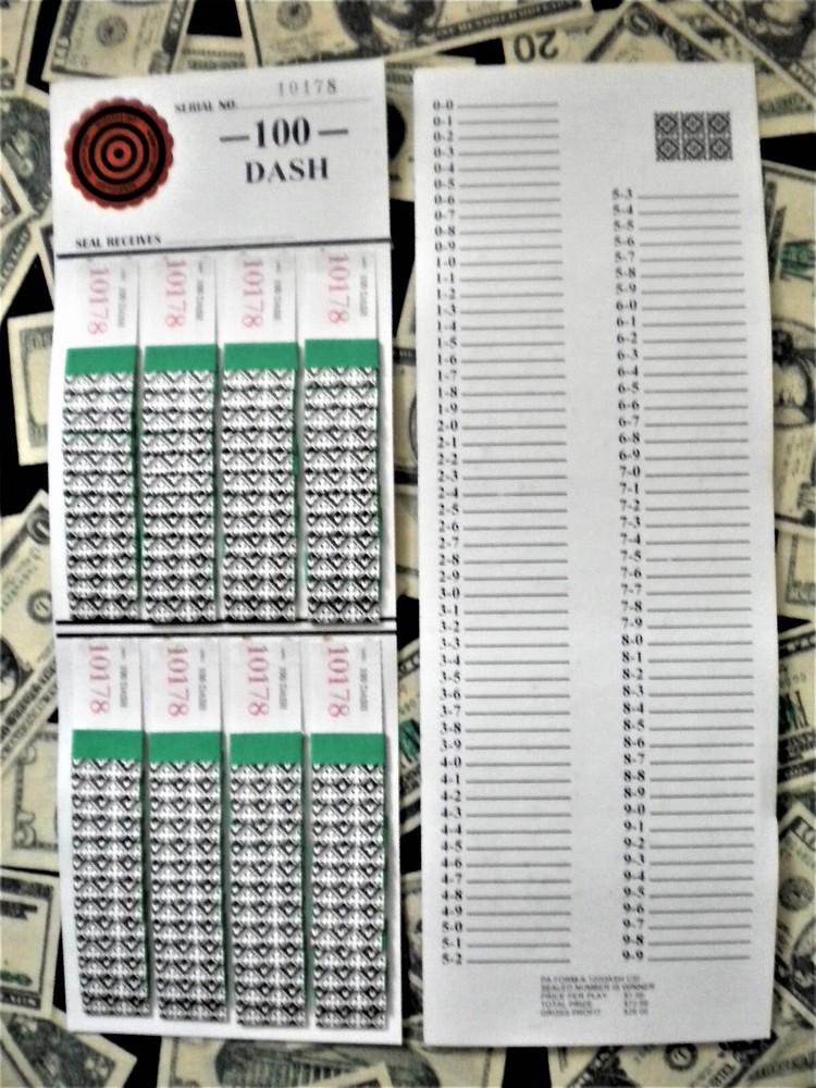 ( 1 Each ) * 100-DASH SURE TIP BOARD {0-0 / 9-9} SPORT SCORE Pull Tab Jar Ticket