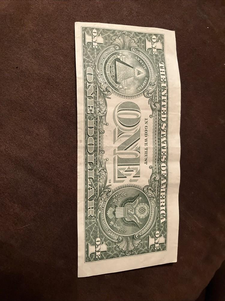 2021 One Dollar Bill Off-Center Print Error Miscut