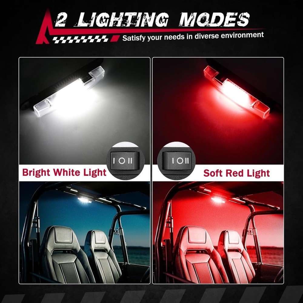 Dome Light, Roll Bar Light Interior Dome Lights Battery Powered Red and White