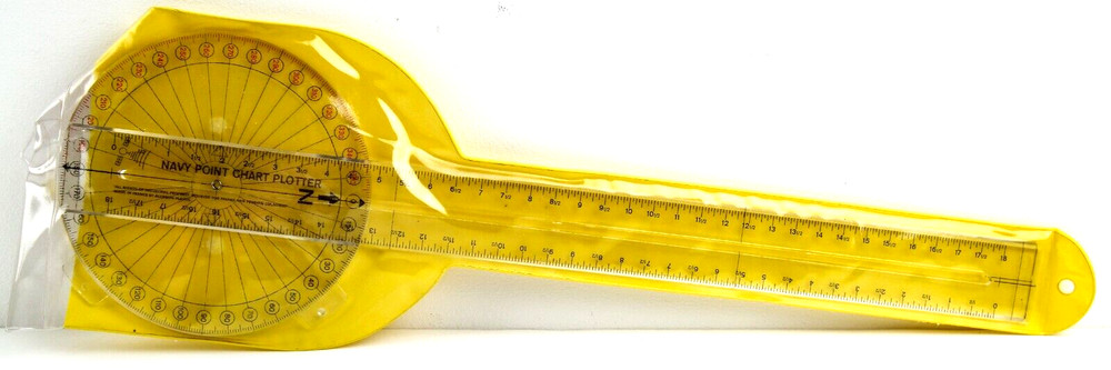 Protractor 2-Arm Navy Point Chart Plotter Tool, 18" ruler, 19 1/2" x 6 1/4"