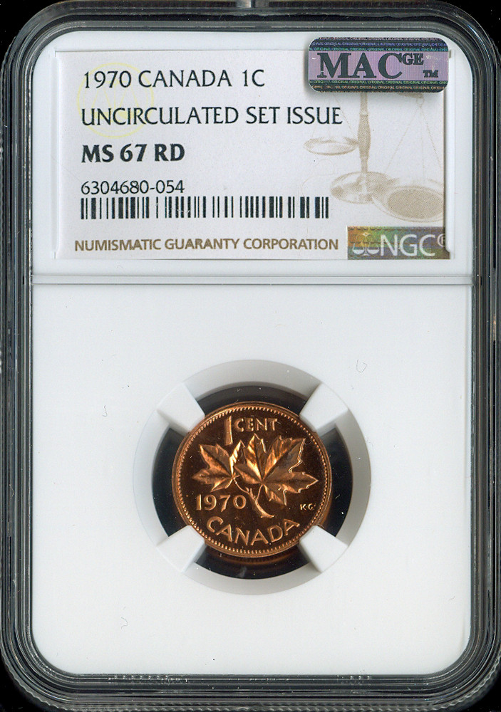 1970 Canada Small Cent 1C NGC MS67 RD MAC - Quality