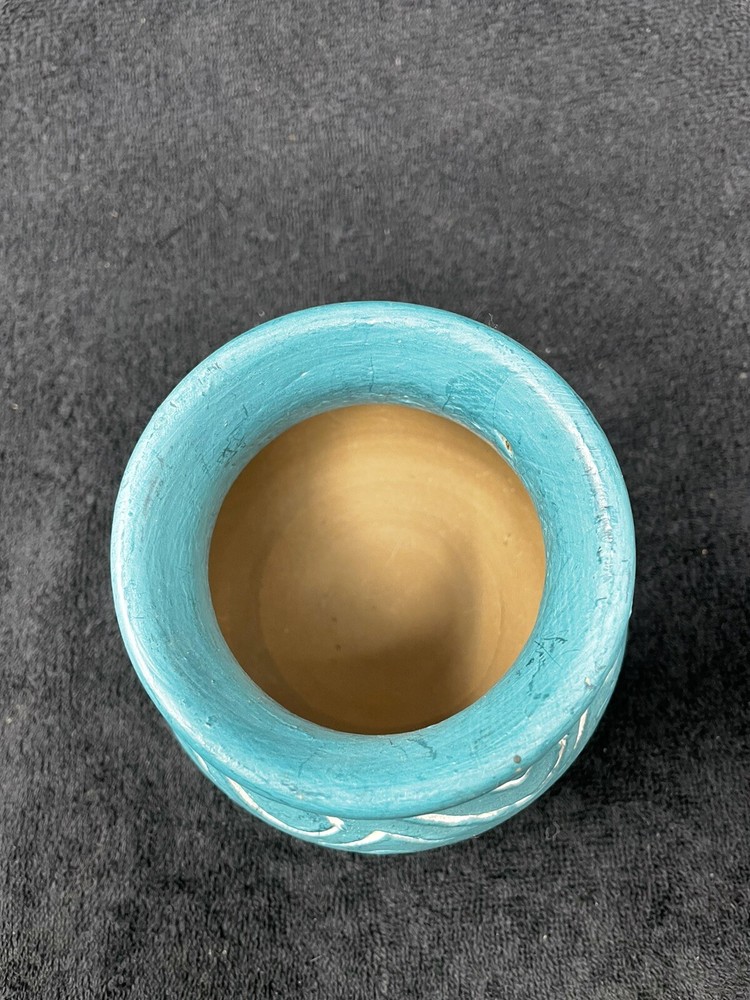 Turquoise Brazilian Wave Patterned Replica Vase