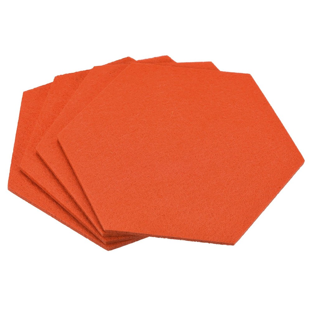 Felt Coasters 4pcs Hexagonal Orange Pads
