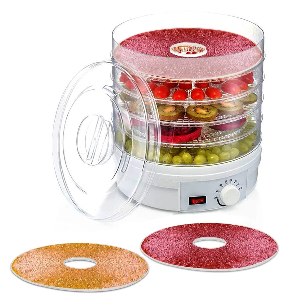 ZOOFOX 6 Pack Fruit Roll Sheets, Round Plastic Dehydrator Sheets with Edges, ...