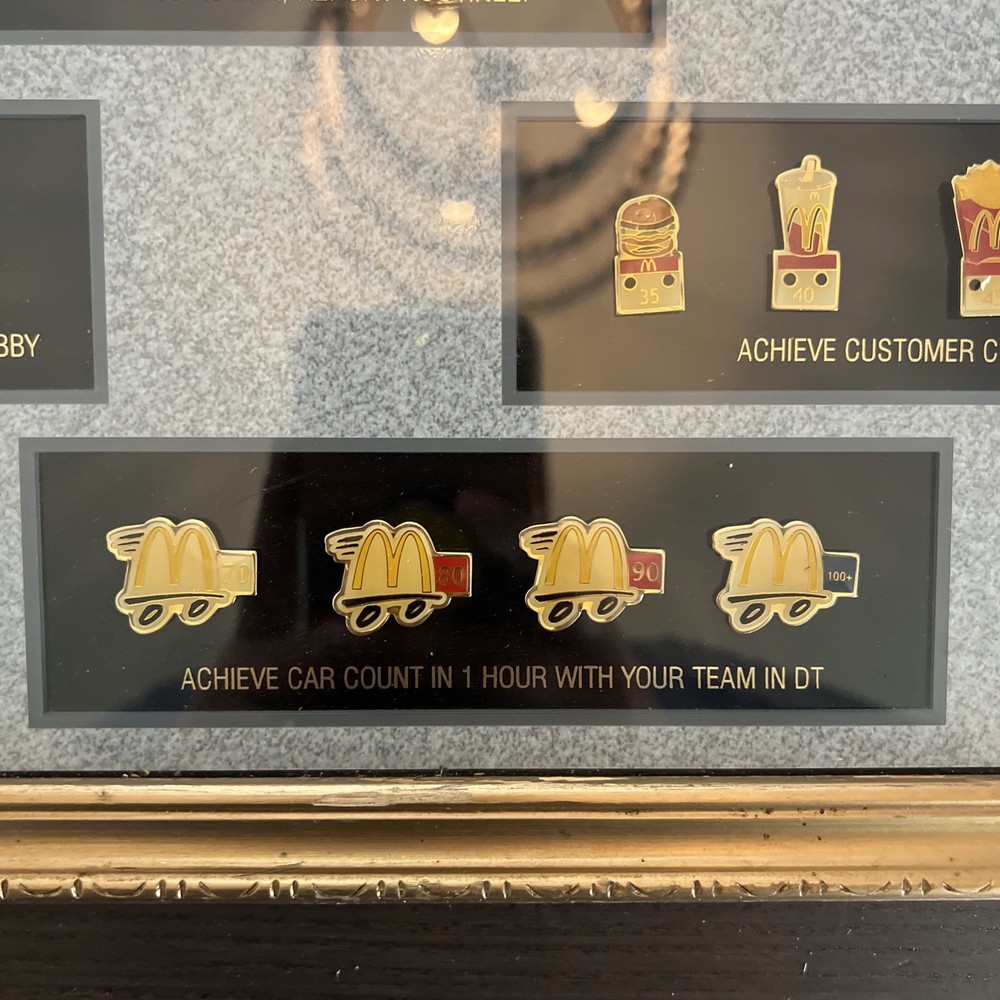 25”x13” Framed McDonald’s Recognition Program Display Pin Set With 25 Pins