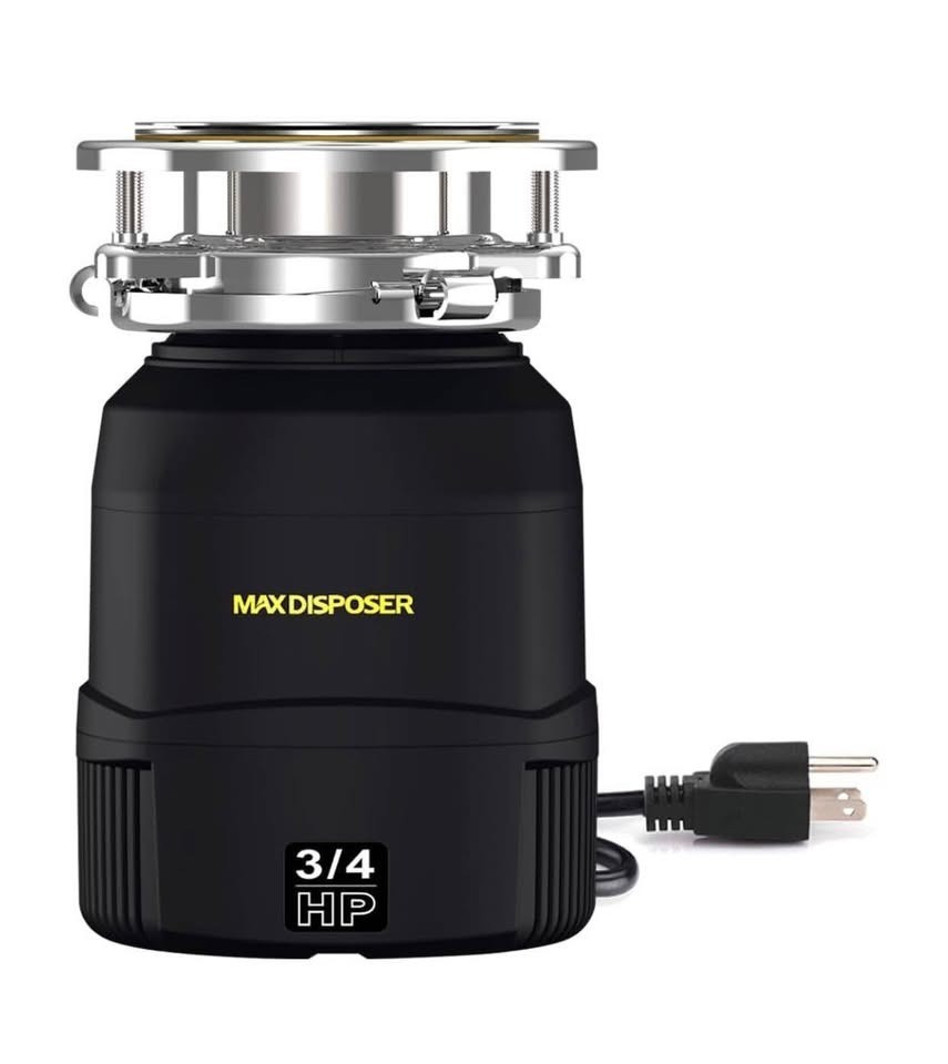 Max Disposer, Small Garbage Disposal with 3/4 HP for sink Quiet w/Power Cord