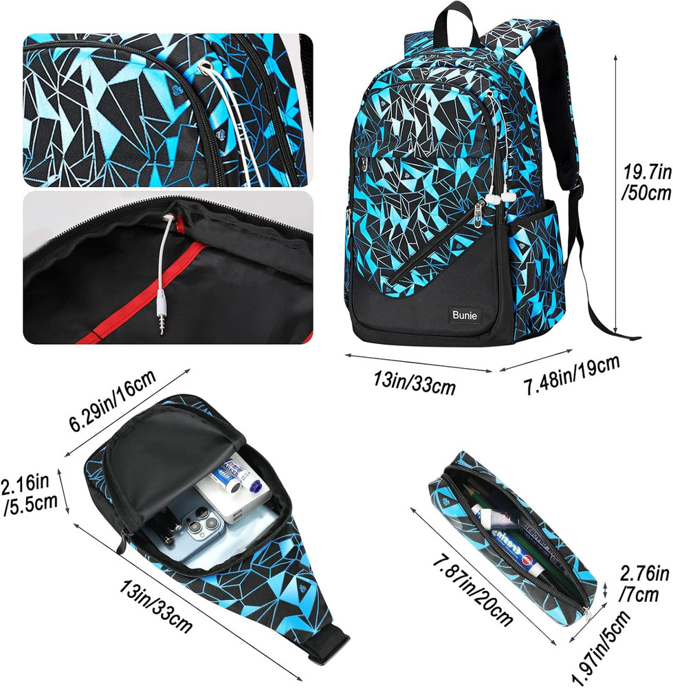 Large School Backpack for Boys Age 7-16 Elementary Middle High School