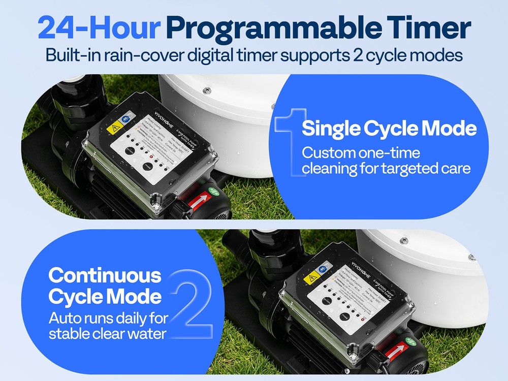 12'' Sand Filter Pump 3168GPH 0.4HP Above Ground Pool Filter System 6-Way Timer