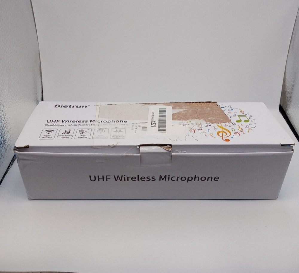 Wireless Microphone, UHF Wireless Dual Handheld Dynamic Battery Red and Grey