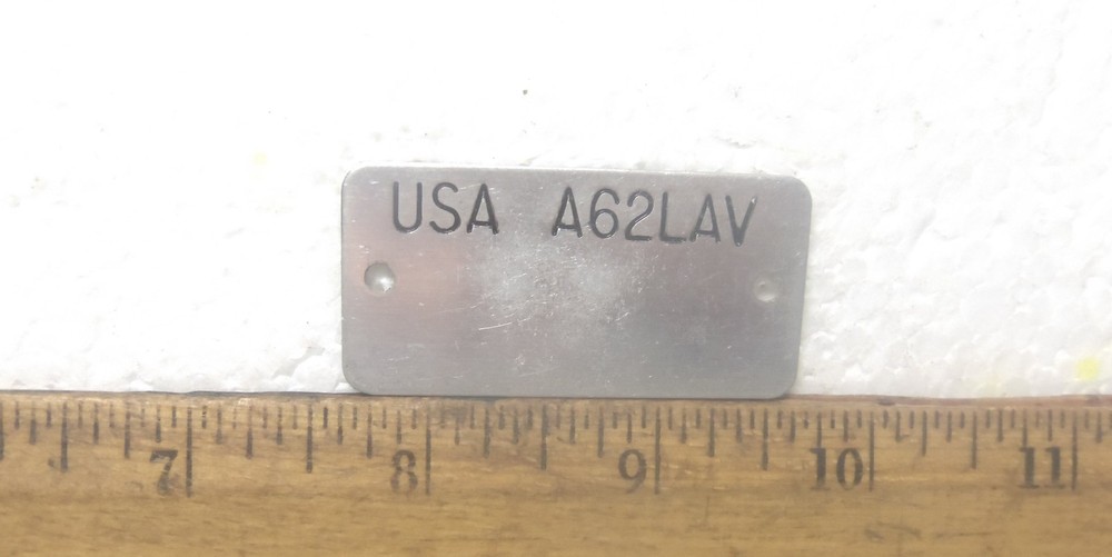 USA - A62LAV – Name / Identification Plate (NOS)