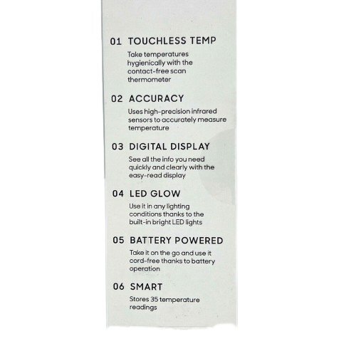 Sharper Image Touchless Thermometer Precision Sensor Backlit Digital Display