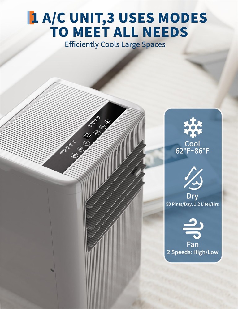 ⏯🔜➕✔️Portable Air Conditioner 8000BTU Cool Fan Dehumidifier Sleep Mode Remote C