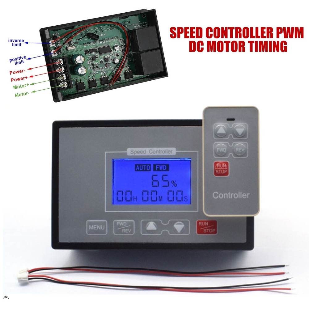 Speed Controller PWM DC Motor Timing Reversible Remote Control LCD-Display 60A