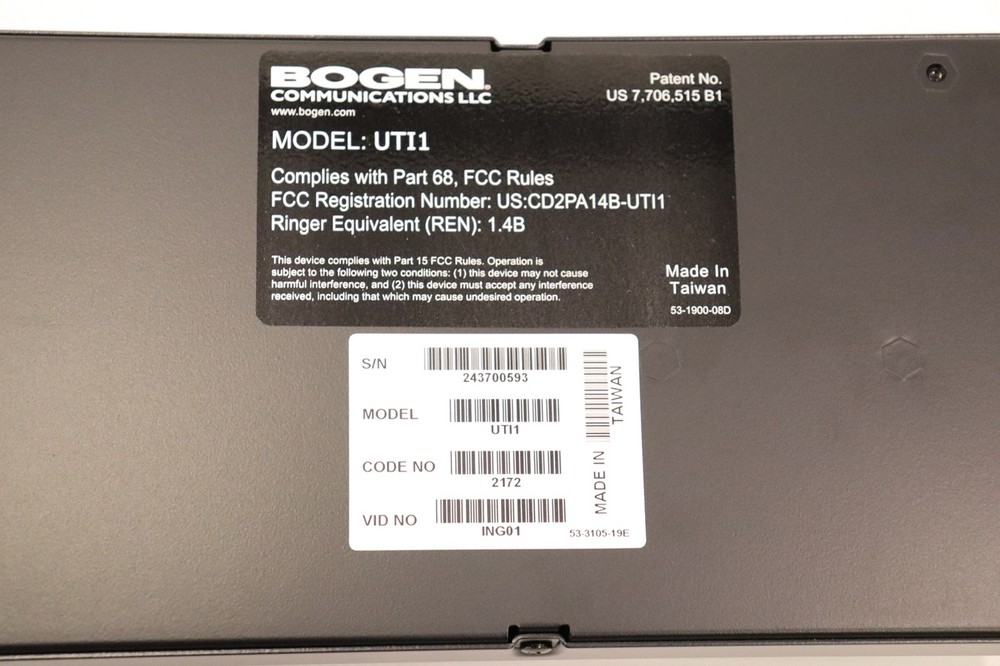 Bogen Universal Telephone Interface UTI1 Interface System