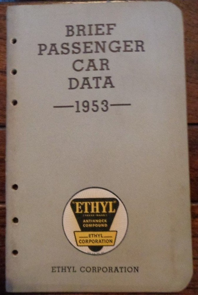 1953 Ethyl Passenger Car Data Manual Book