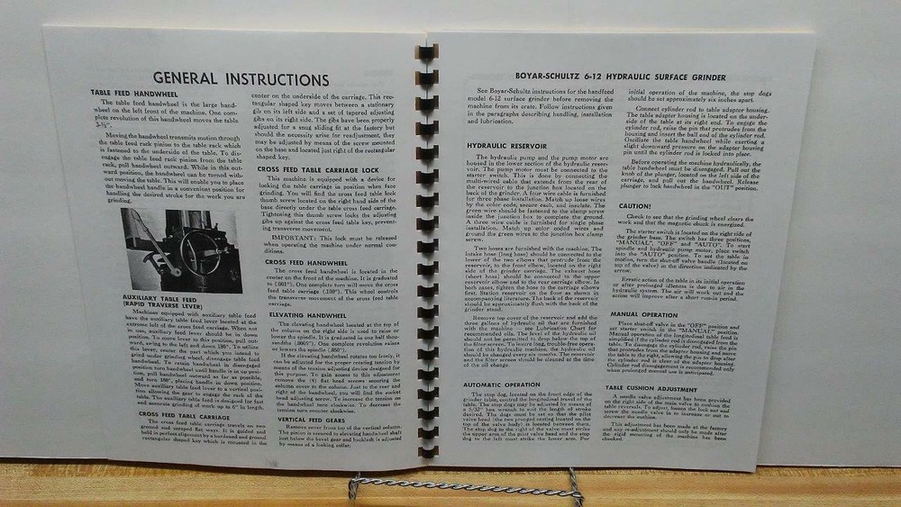 Boyar-Schultz 6-12 Surface Grinder Instruction Manual