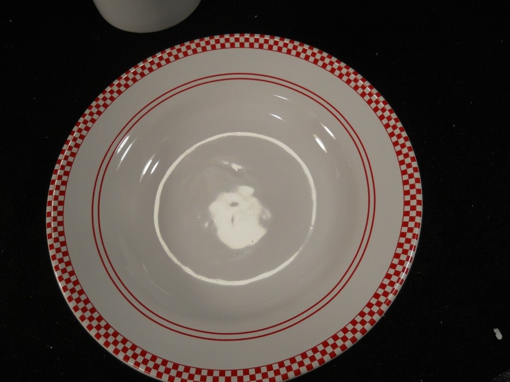Emeril Red Checkboard Dinnerware~4 pc Place Setting~Dinner/Luncheon/Salad