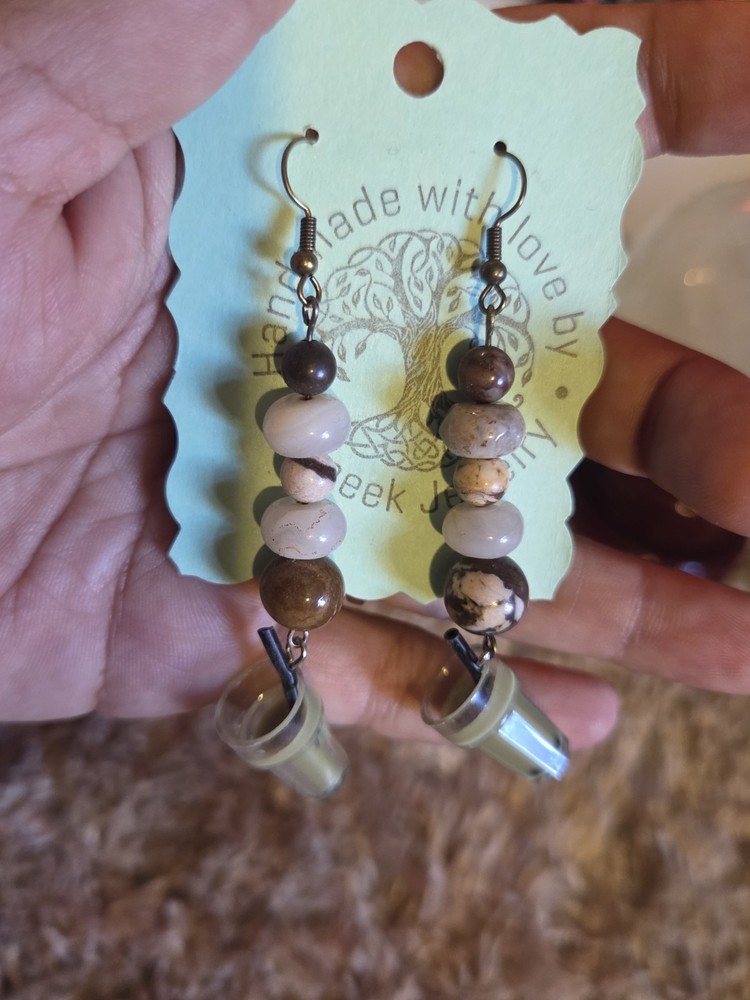 Handmade Beaded Jasper Boba Earrings