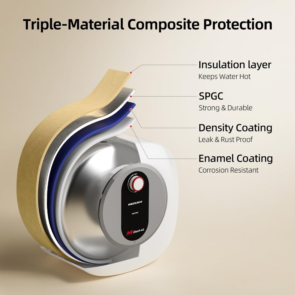 Electric Mini Tank Water Heater - 4.0 Gallon Point of Use Instant Hot Water H...