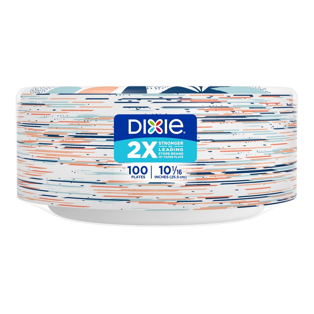 Disposable Paper Plates, 10", Multi-Color, 100 Count
