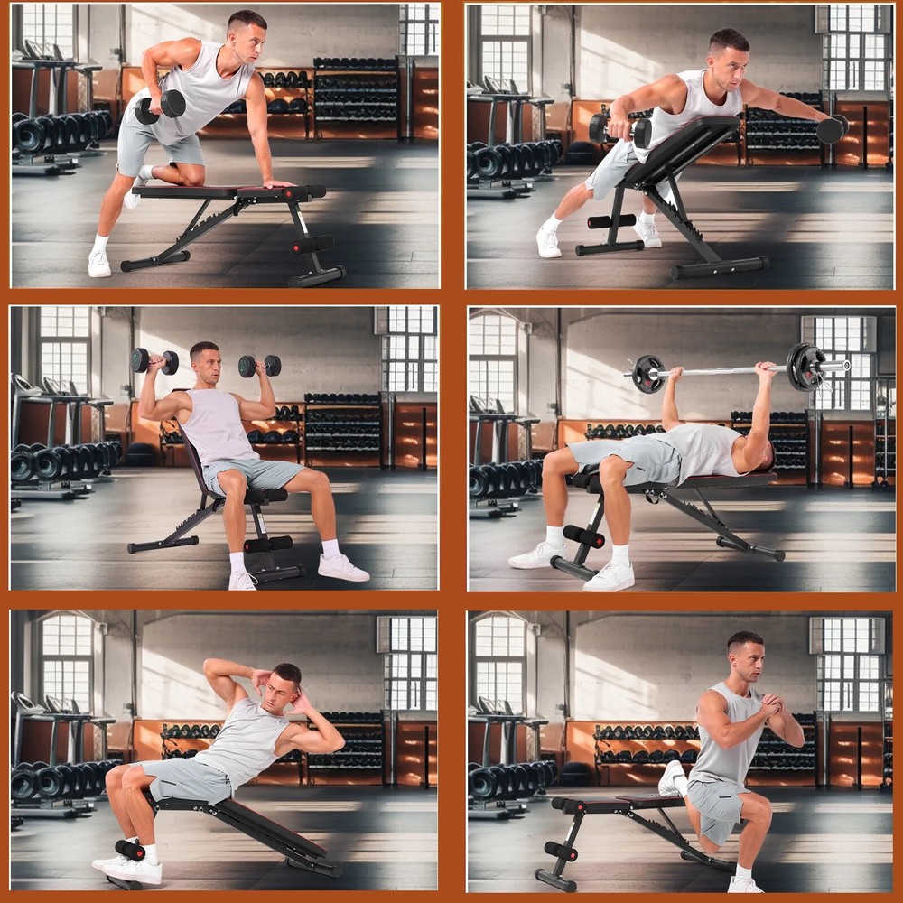 Adjustable Foldable Exercise Weight Bench Workout Bench Gym w/Adjustable Backres