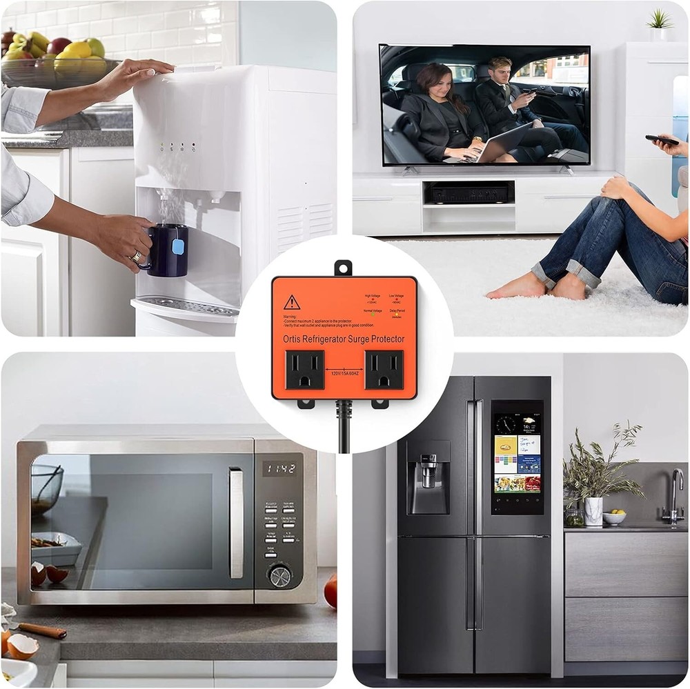 Enhanced Voltage Protector - Safeguard Refrigerators with 3Min Delay & 2 Outlets
