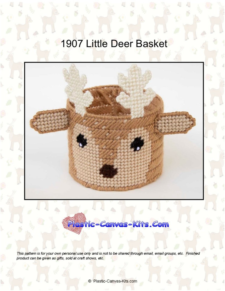 Little Deer Basket-Plastic Canvas Pattern or Kit