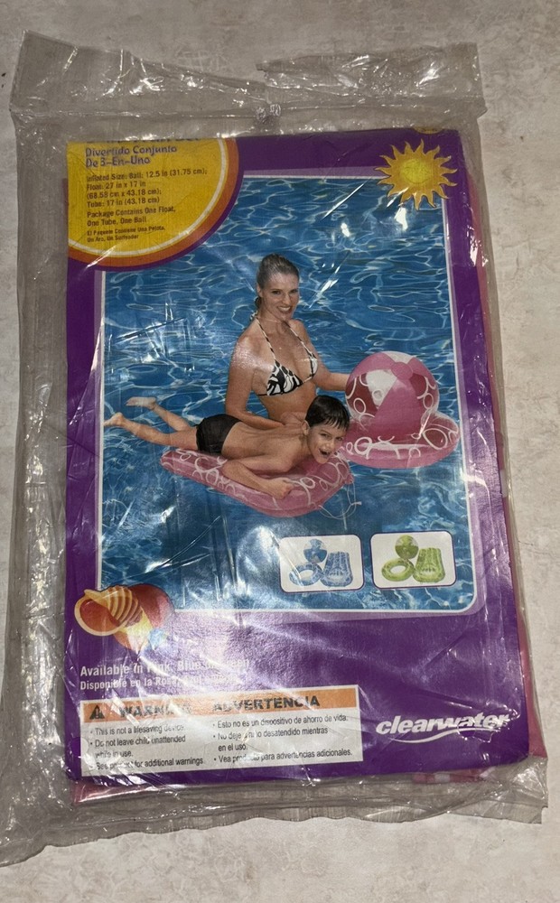 Vintage Pool Float Clearwater Pink Set