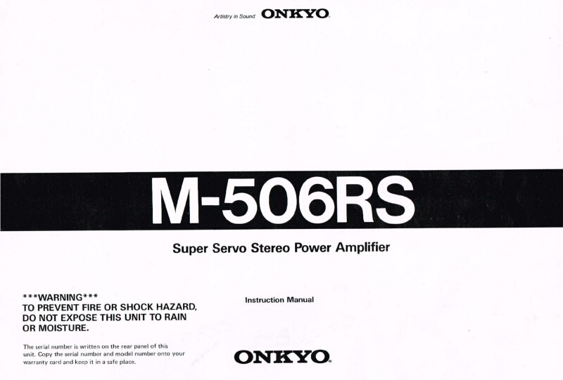 Onkyo M-506RS Amplifier Owners Manual