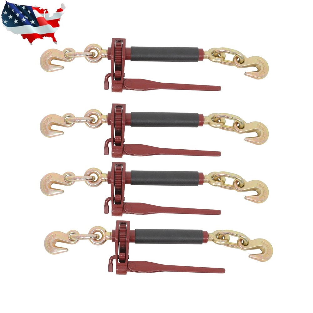 G70 7100LBS 4 Pack Folding Handle Load Binder W/2 Grab Hooks For 5/16-3/8in