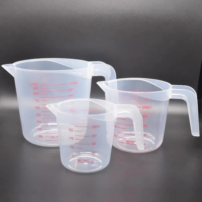 3pcs Plastic Measuring Cups Set 250/500/1000ml Liquid Beaker Kitchen Baking