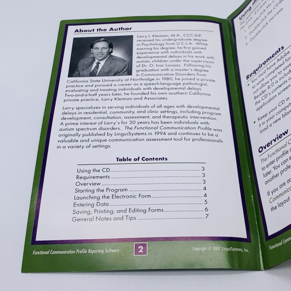 Functional Communication Profile Reporting Software Only No Manual Larry Kleiman