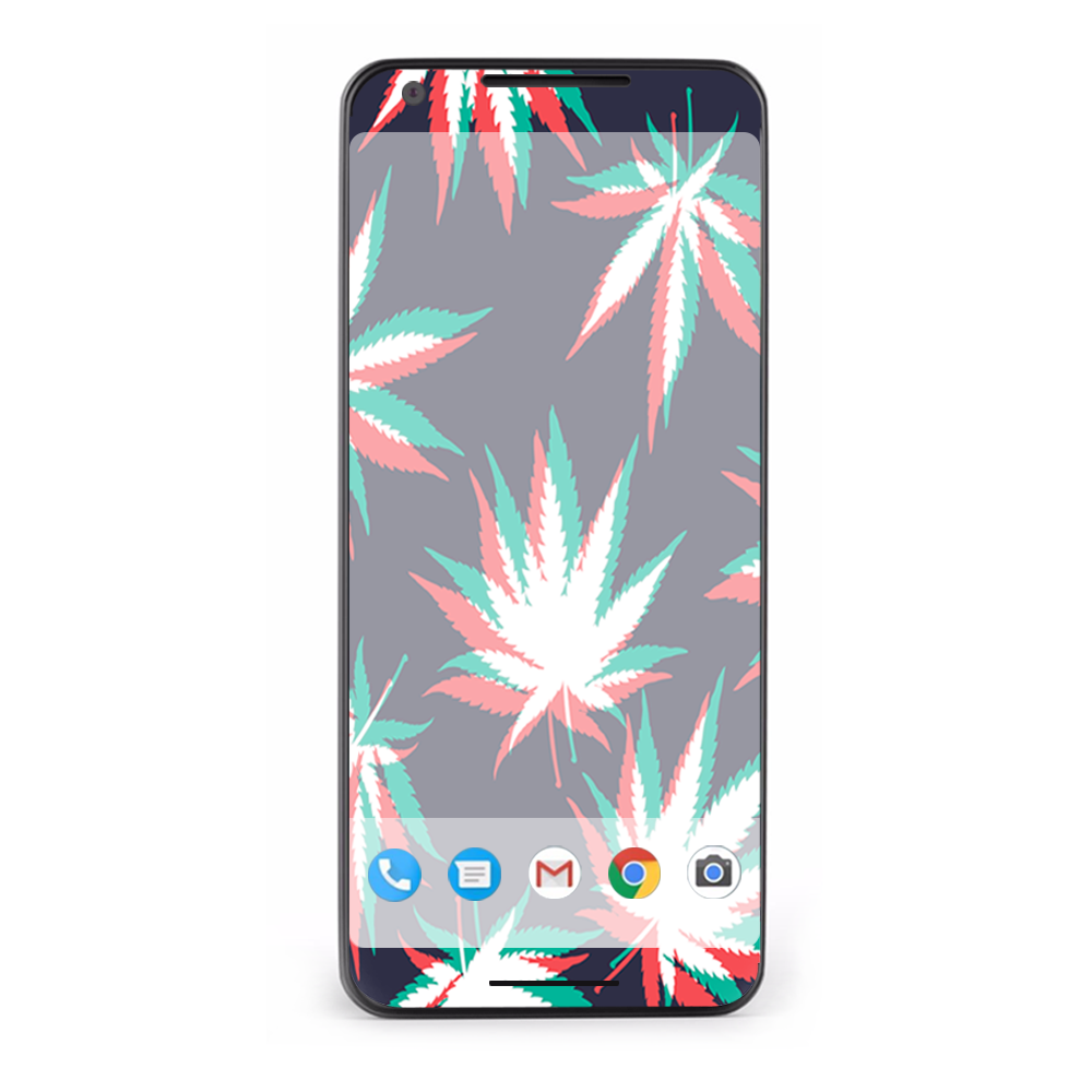 Google Pixel 2 Skins Decal Wrap 3D Holographic Weed Pot Leaf