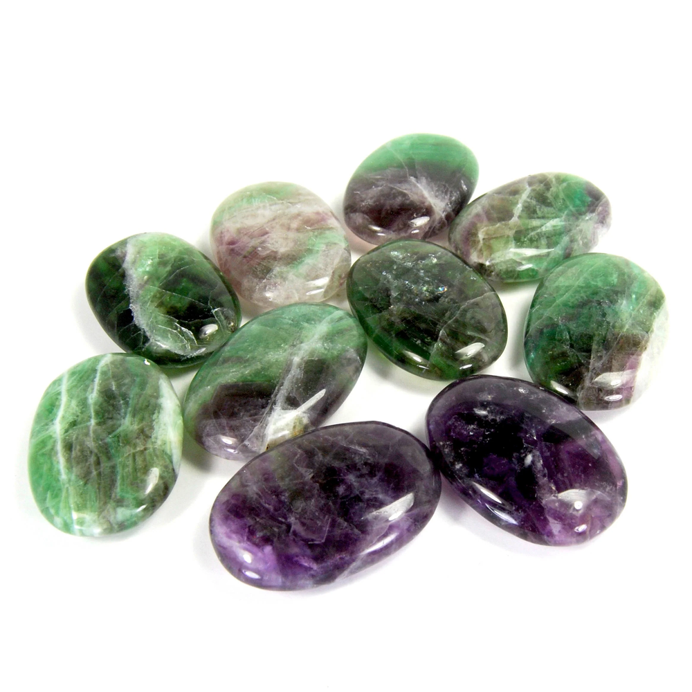 ONE XL Rainbow Fluorite Crystal Palm Stone