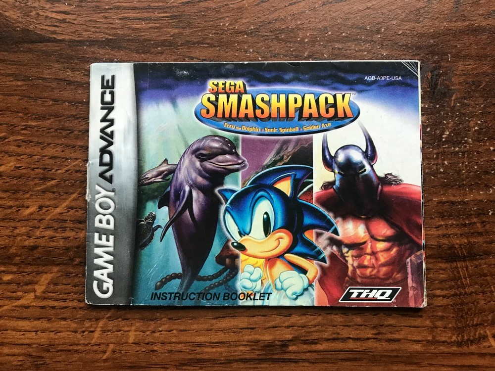 Sega Smashpack Nintendo Gameboy Advance Instruction Manual Only