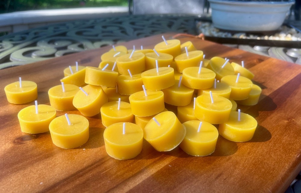 100% Beeswax Tea Light Candles, Refills with and without cups