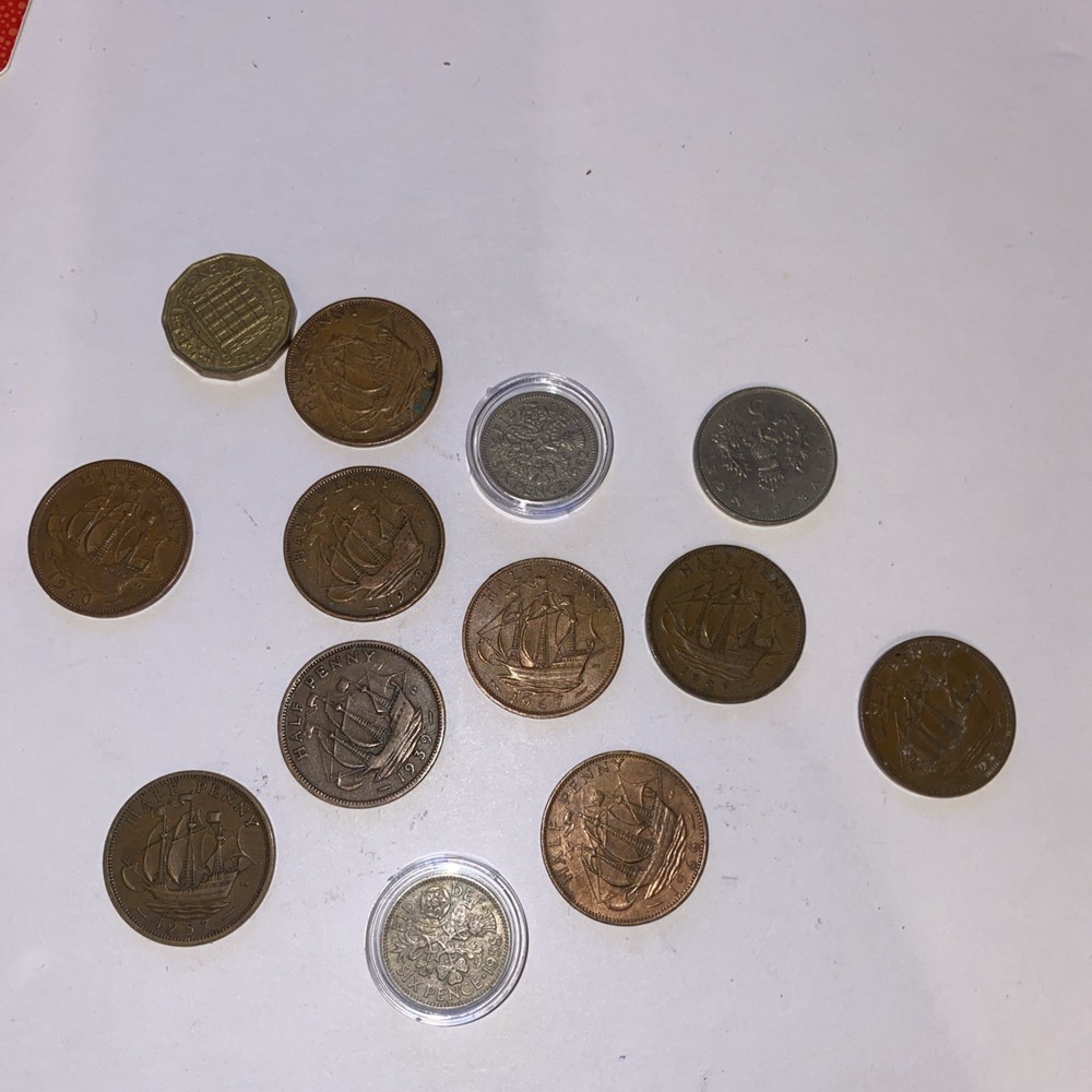 13 Old British Coins