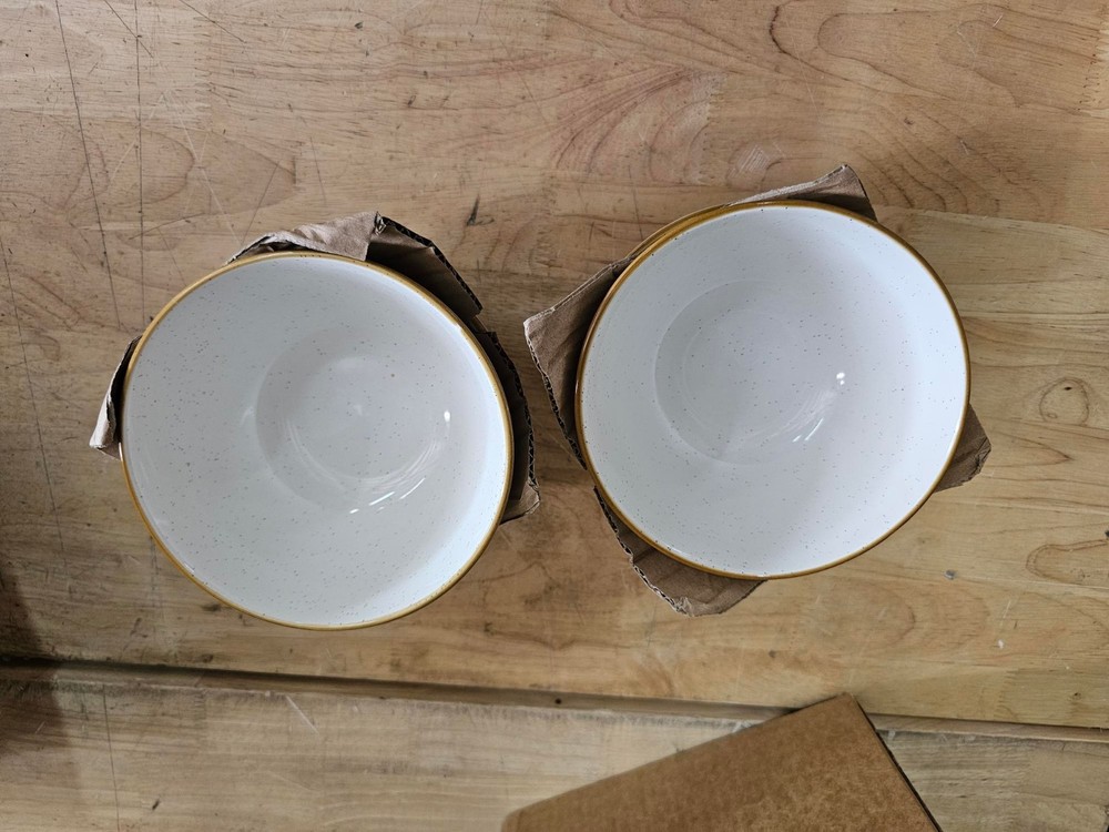 4 PACK - 6" Cereal Bowls - Over&Back Options Dinnerware Stoneware Speckled White