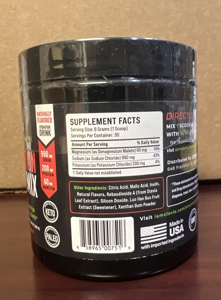 Clovis Essential Electrolytes HYDRATION DRINK MIX Cherry Limeade 30 Servings NEW