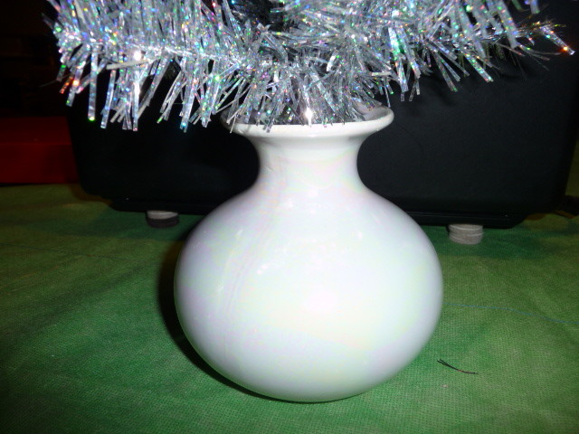 New 18" Silver Tinsel Mini Tree in ceramic vase
