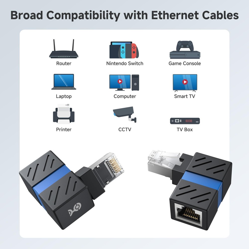2-Pack 10Gbps 360° Rotatable Cat 6A Right Angle Ethernet Black