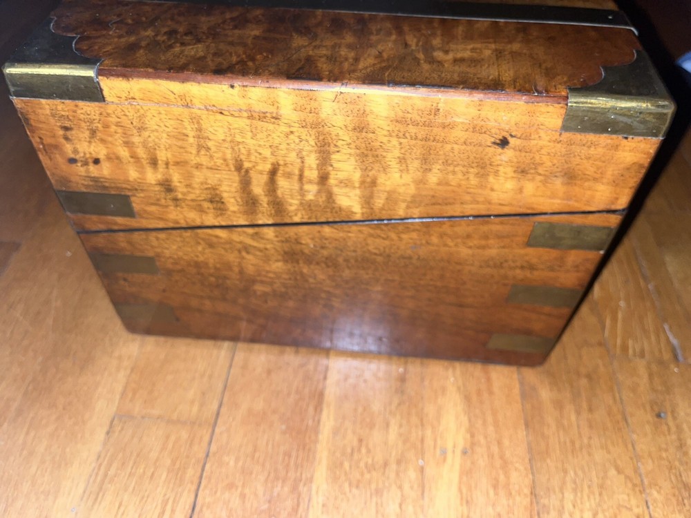 Antique Walnut Writing Slope Box with Secret Compartments