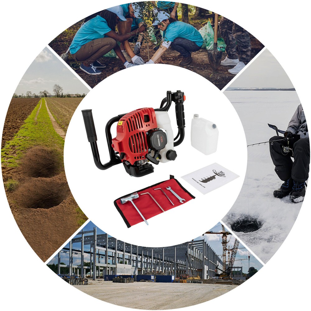 2-Stroke Post Hole Digger Engine, 52CC Gas Powered Earth Auger, NO Drill Bits